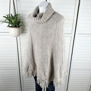 Iperico Italy Wool Alpaca Blend Poncho Cowl Neck‎ Paneled Chunky Knit One Size